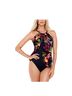 Miraclesuit Floral Multi Color Black One Piece Swimsuit Size 16 - photo 1