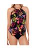 Miraclesuit Floral Multi Color Black One Piece Swimsuit Size 16 - photo 2