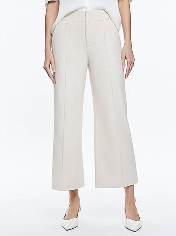 Alice + Olivia Dylan Cropped Pant in Solid Oatmeal (view 2)