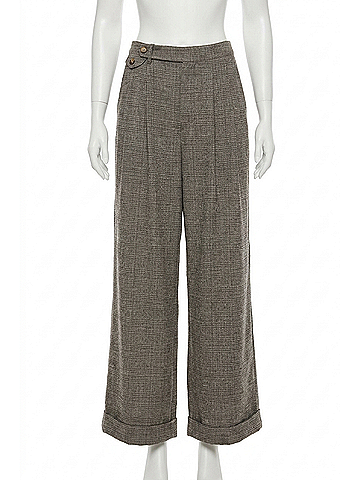 Astr Lanie Relaxed Tweed Trousers in Grey Plaid (view 1)