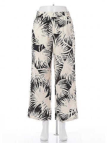 Karen Kane Drawstring Cropped Pants in Cream/Black (view 1)