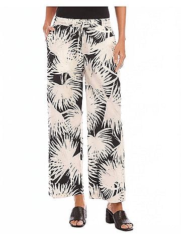 Karen Kane Drawstring Cropped Pants in Cream/Black (view 2)