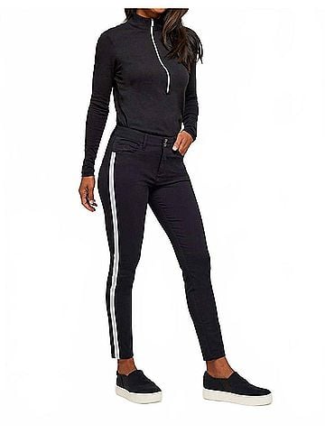 Anatomie Luisa Skinny Jean Pants With Stripe in Black/White (view 2)