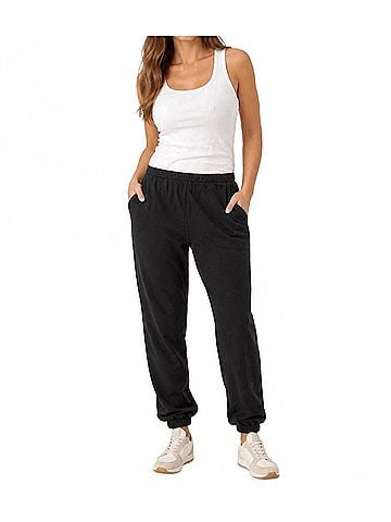 Karen Kane Flexible Elastic Waistband Sweatpants in Black (view 2)