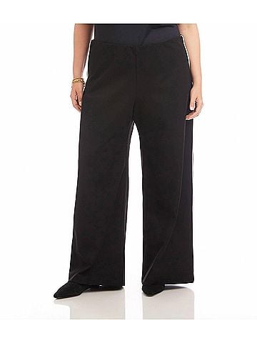 Karen Kane Contrast Piped Wide-Leg Pants - Plus in Black (view 2)