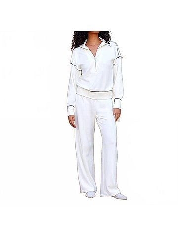 Karen Kane Drawstring Pintuck Sweatpants in Cream (view 2)