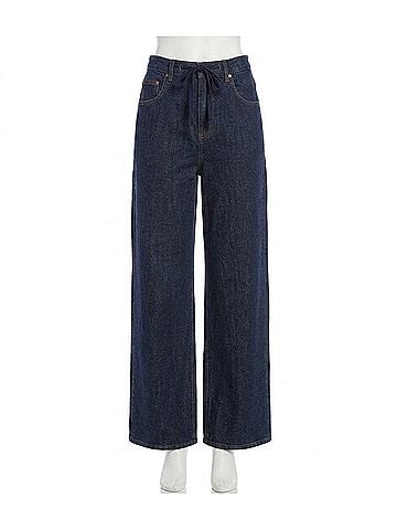 Karen Kane Drawstring Wide-Leg Pants in Denim (view 1)