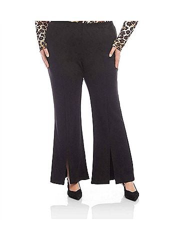 Karen Kane Faux Suede Front Slit Pants - Plus in Black (view 2)