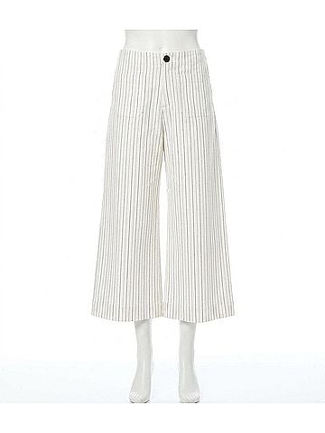 Karen Kane Stripe Cropped Wide-Leg Pants in Off White With Black (view 1)