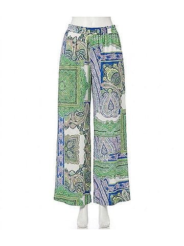 Karen Kane Page Paisley Wide Leg Pants in Green Multi (view 1)