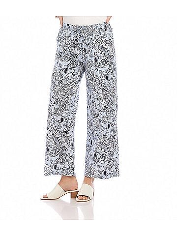 Karen Kane Drawstring Cropped Pants in Paisley (view 2)