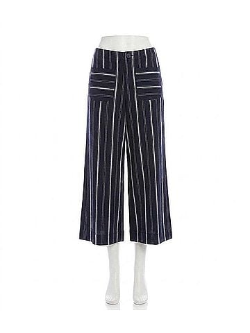 Karen Kane Stripe Cropped Wide-Leg Pants in Navy And Light Blue (view 1)