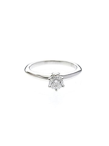 Tiffany & Co. Tiffany Solitaire Diamond Ring Platinum Fashion Diamond Band Ring Carat/0.33 Silver (view 1)
