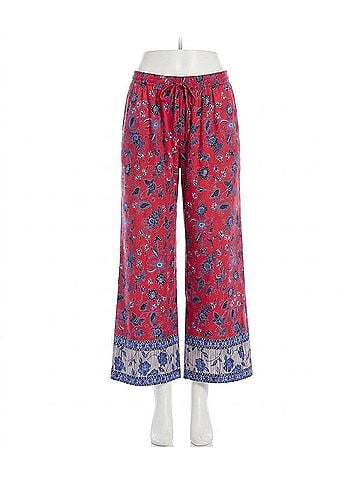 Karen Kane Drawstring Border Print Cropped Pants in Red (view 1)