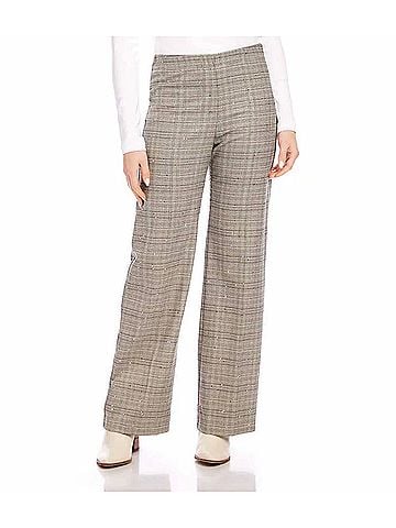 Karen Kane Shelby Sequin Wide Leg Pants in Dark Tan Plaid (view 2)