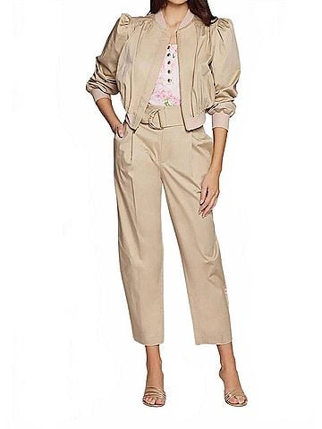Generation Love Cassie Sateen Pants in Light Khaki (view 2)