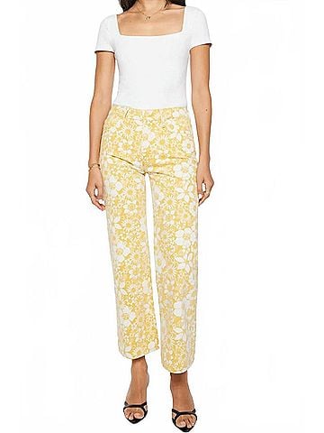 Mother Mid Rise Rambler Zip Ankle Jeans in Floral Notes (view 2)