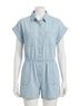 Blu Pepper Stripes Blue Women's Stripe Button Down Romper in Blue Size L - photo 1