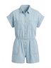 Blu Pepper Stripes Blue Women's Stripe Button Down Romper in Blue Size L - photo 2