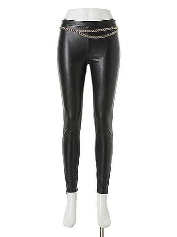 Generation Love Vegan Leather Chain Trim Legging in Black (view 1)