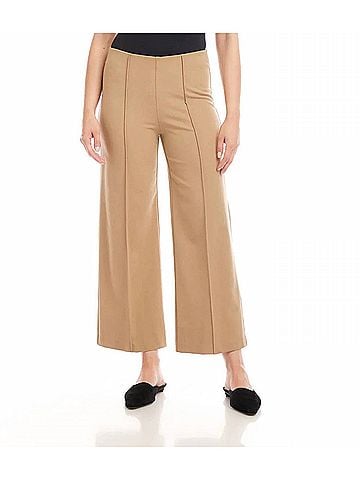 Karen Kane Calla Cropped Pintuck Wide-Leg Pants in Camel (view 2)