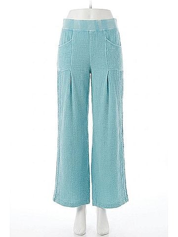 XCVI Elu Gauze Lace Trim Wide Leg Pant in Distressed Waterfall (view 1)