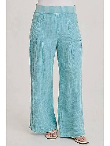XCVI Elu Gauze Lace Trim Wide Leg Pant in Distressed Waterfall (view 2)