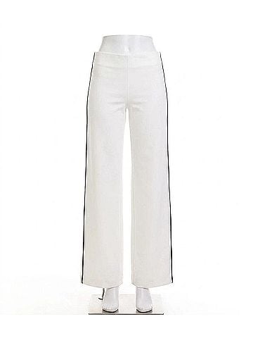 Karen Kane Contrast Piped Wide-Leg Pants in White (view 1)