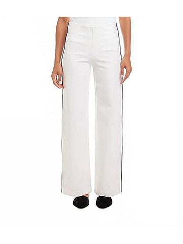 Karen Kane Contrast Piped Wide-Leg Pants in White (view 2)
