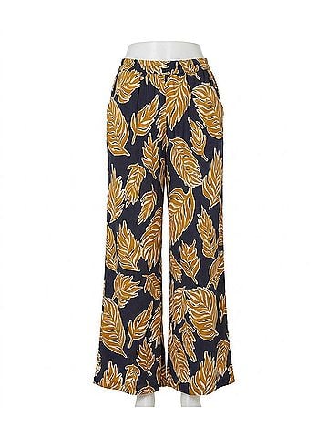 Karen Kane Paula Palm Leaf Print Wide Leg Pants in Navy And Gold (view 1)