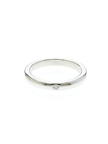 Tiffany & Co. Tiffany Stacking Band Ring 1P Diamond Platinum Fashion Diamond Band Ring Silver (view 1)