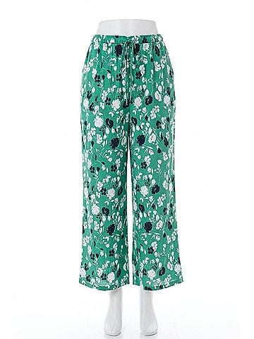 Gilli Plus Surplice Elastic Waist Jumpsuit in Green Ivory Flowers (view 1)