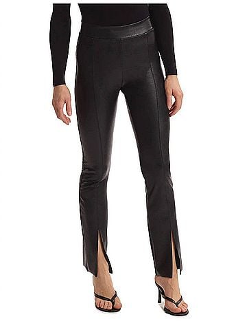 Commando Faux Leather Split Front Pant in Black (view 2)