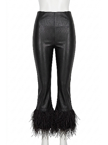 Commando Women's Faux Leather Feather Crop Flare Legging in Black (view 1)