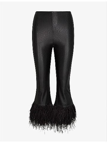 Commando Women's Faux Leather Feather Crop Flare Legging in Black (view 2)