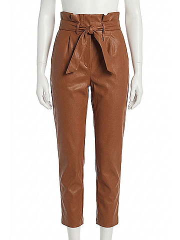 Commando Faux Leather Paperbag Pant in Cocoa (view 1)