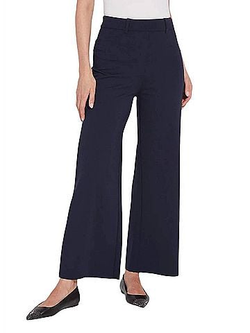 Lyssé Erin Wide Leg Ponte Pant in True Navy (view 2)