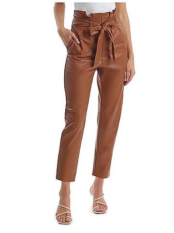 Commando Faux Leather Paperbag Pant in Cocoa (view 2)