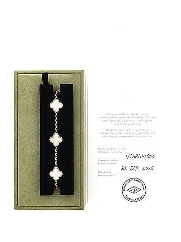 Van Cleef & Arpels Vintage Alhambra 5 Motifs Bracelet 18K Yellow Gold and Mother of Pearl (view 2)
