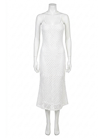 Olivaceous Malin Crochet Midi Dress in White (view 1)