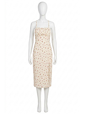 Dress Forum Pretty Little Rose Tieback Midi Dress in Cream/Rose (view 1)