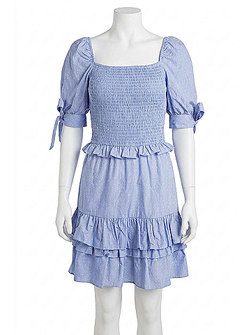 Karlie Charlotte Puff Sleeves Smocked Dress in Lilac (view 1)