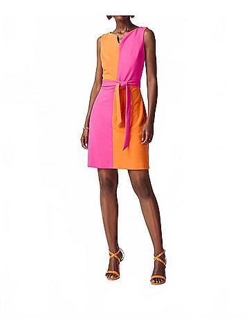 Joseph Ribkoff Color Block Dress in Ultra Pink / Mandarin (view 2)