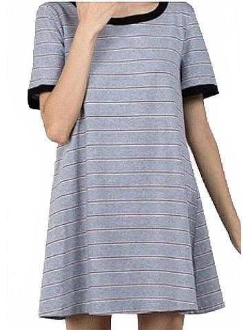 Pol Stripe T-Shirt Dress in Blue (view 2)
