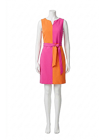 Joseph Ribkoff Color Block Dress in Ultra Pink / Mandarin (view 1)