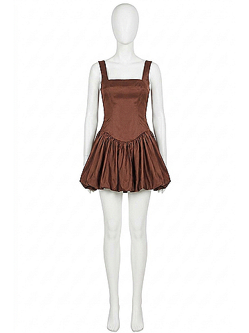WeWoreWhat Bubble Skirt Corset Mini Dress in Chocolate (view 1)