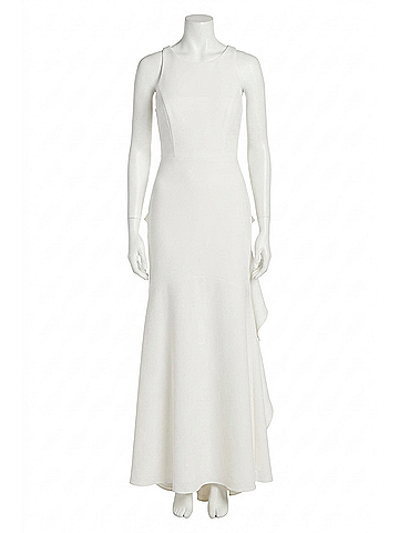 Nicole Miller Nicole Miller Ruffle Back Crepe Formal Gown in Diamond White (view 1)