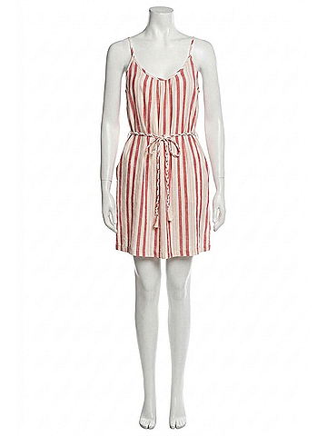 Bobi Scoop Neck Cami Mini Dress in Multi Stripe (view 1)