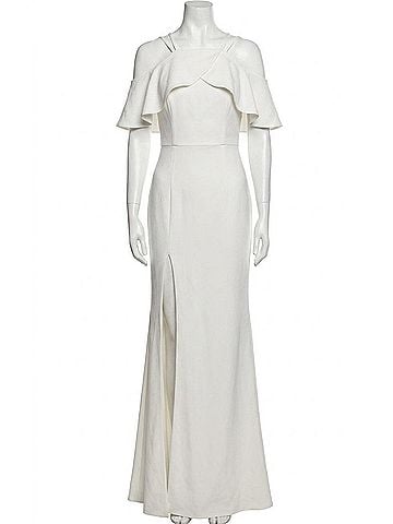 La Femme La Femme Off The Shoulder Gown in White (view 1)
