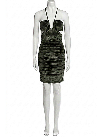 Susana Monaco Shimmer Halter Mini Dress in Green (view 1)